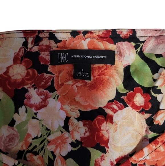 INC Emma Garden Women's L Smocked Ruffle Long Sleeve Peplum Top Multicolor - Picture 5 of 12